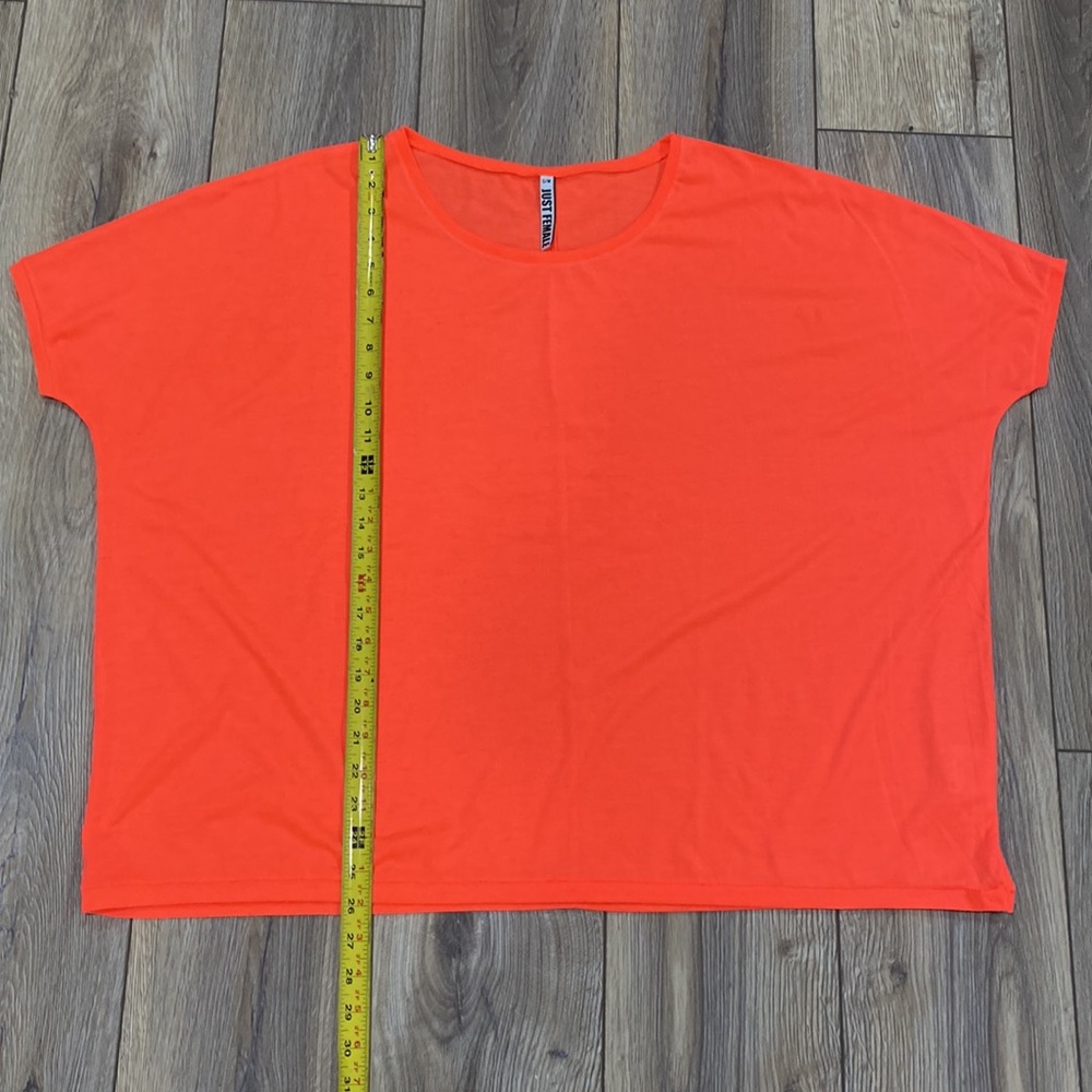JUST FEMALE Oversized Neon Orange/Pink S/M Tee Shirt - Picture 7 of 11